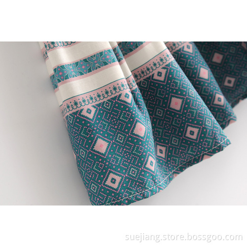 Loose Slim Positioning Green Printed Sling Dress